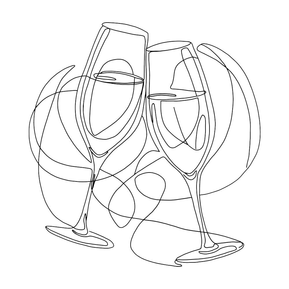 sketch of champagne toast